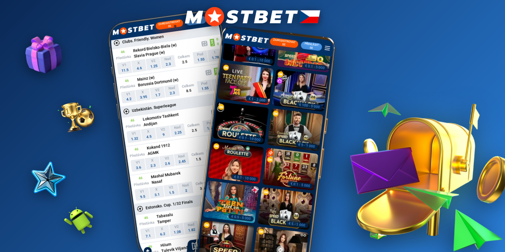 Mostbet casino nabízí uvítací bonus 125 % a 250 free spinů na tmavě modrém banneru