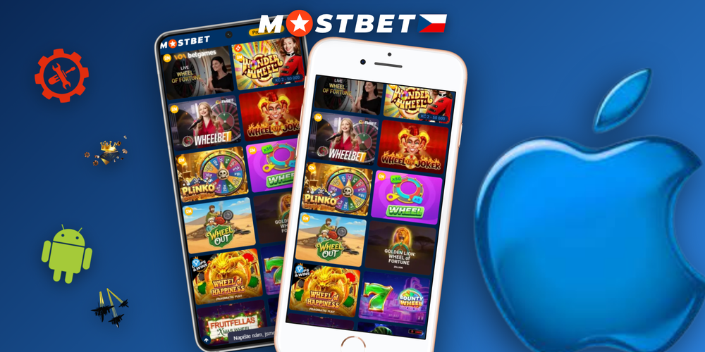Mostbet aplikace na Androidu a iOS s otevřeným Kolem štěstí připraveným k točení