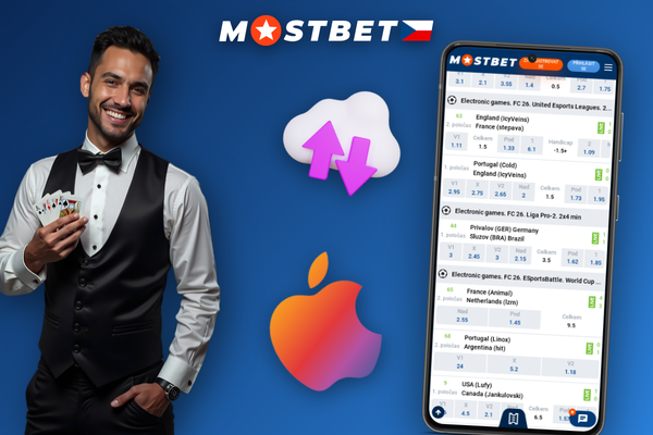 Přihlašovací obrazovka Mostbet mobile s biometrickou ikonou a polem pro heslo